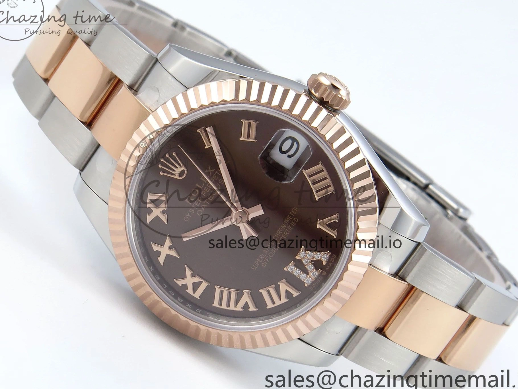 MiroTime 0504 DateJust 31 278271 ARF 1:1 Best Edition 904L Steel Brown Roman Diamonds Dial on SS RG Oyster Bracelet ETA SmartChoice 520
